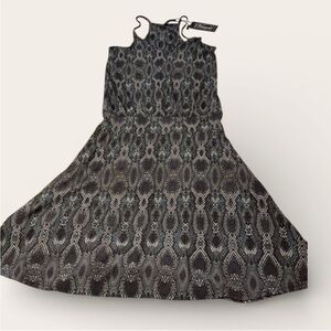 Deborah Viereck Philbin Snake Print Midi Dress Racerback NWT Small Gray Teal